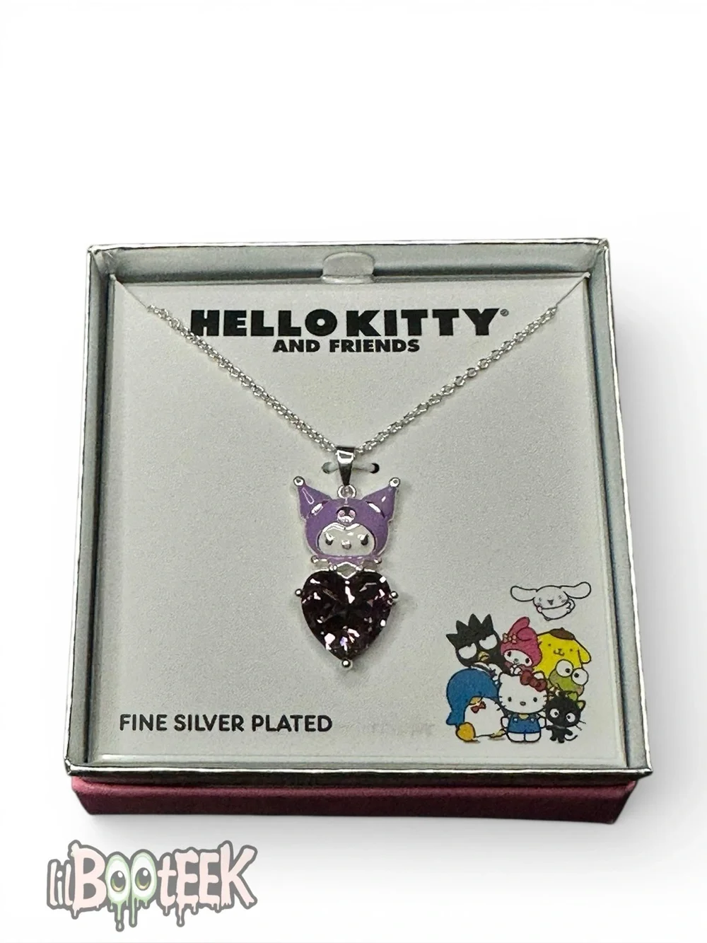 Hello Kitty & Friends Kuromi Purple Crystal Heart Pendant Necklace NEW in Box